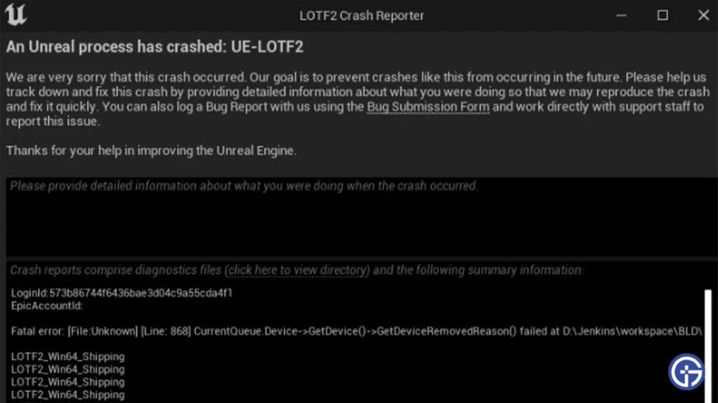 An Unreal Process Has Crashed UE-LOTF2 Troubleshooting Tips