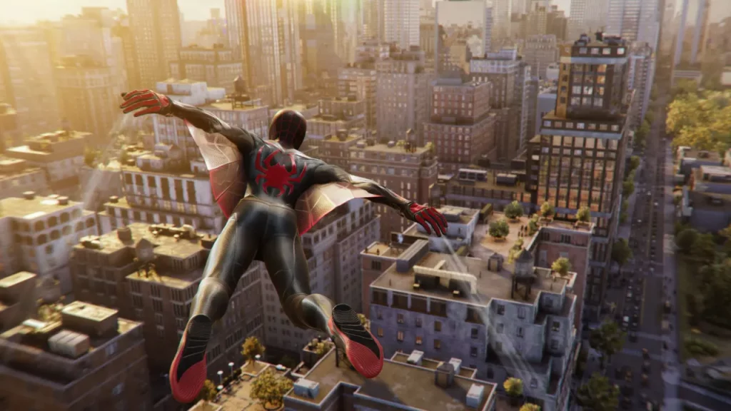 Gliding with Wingsuit in Spiderman 2