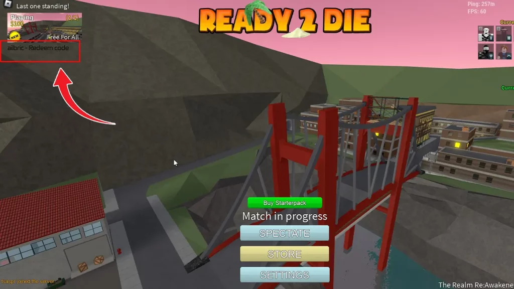 How to Redeem Codes in Ready 2 Die 
