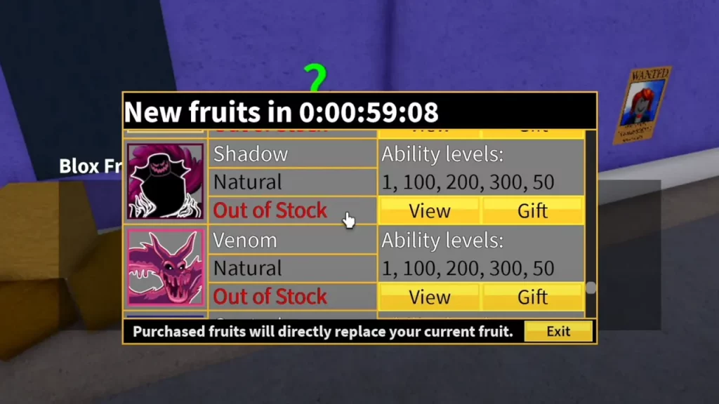 Permanent Fruits Blox Fruits