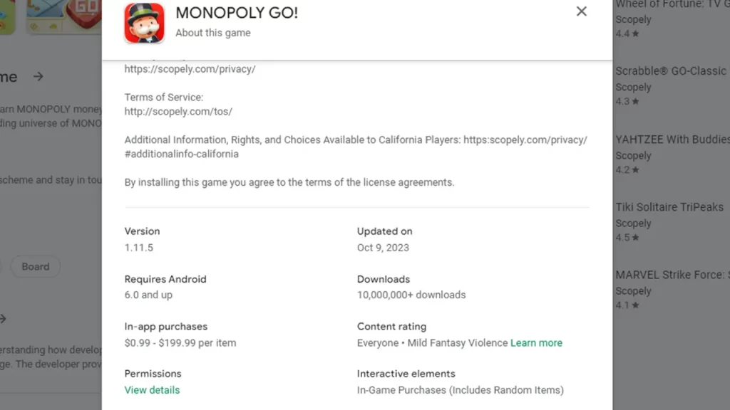 configuration système requise pour Monopoly Go