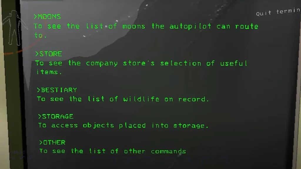 All Lethal Company Computer Terminal Commands