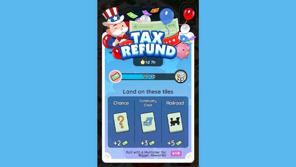 All Tax Refund Event Rewards For Monopoly GO
