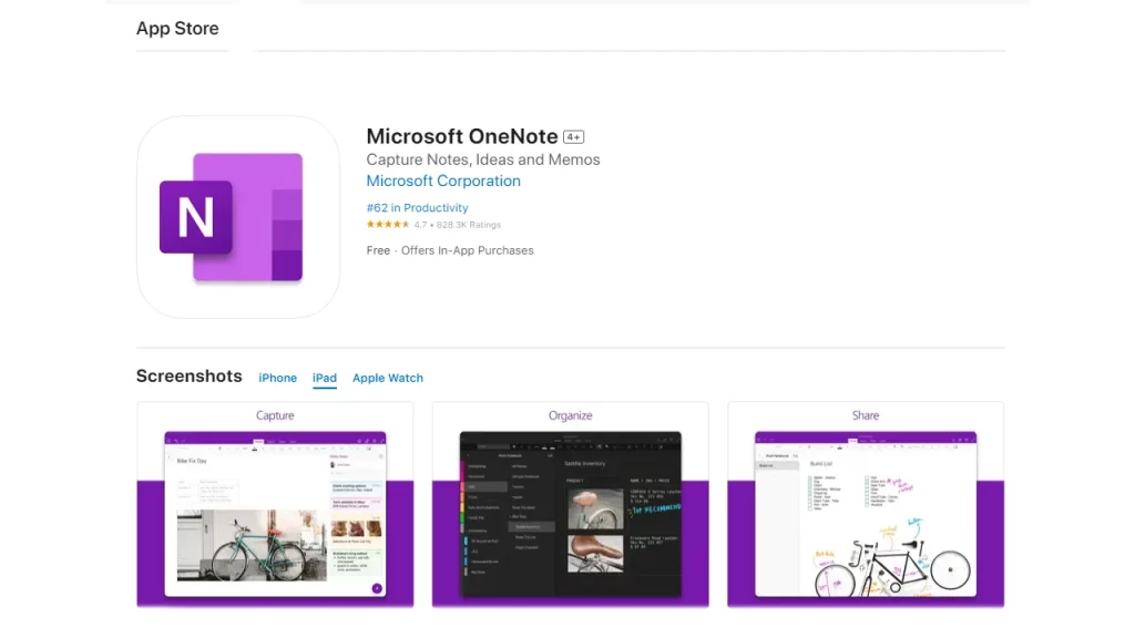 Microsoft OneNote best note taking app for iPad