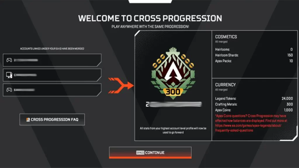 What is Merged in Apex Legends Cross Progression
