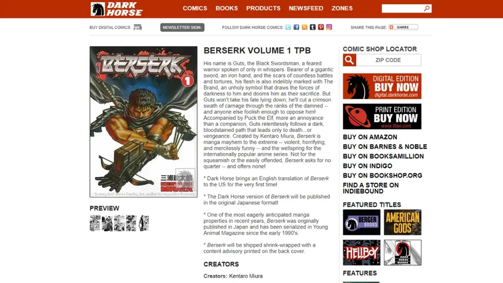 Best Platforms to Read Berserk Manga