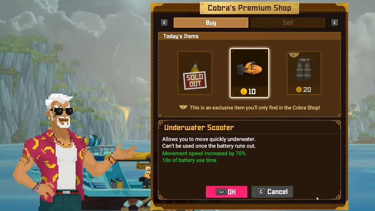 Dave The Diver How To Unlock, Use And Sell Items At The Cobra Shop