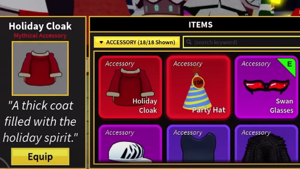 Get an Accessory Holiday Coat in Blox Fruits