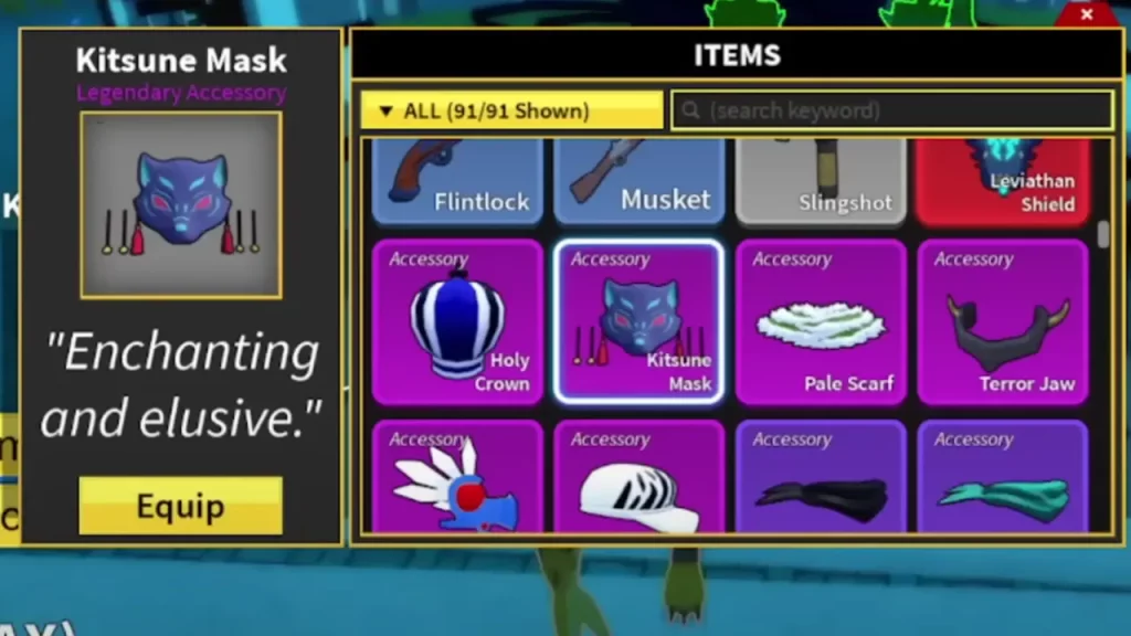 Get Accessory Kitsune Mask in Blox Fruits