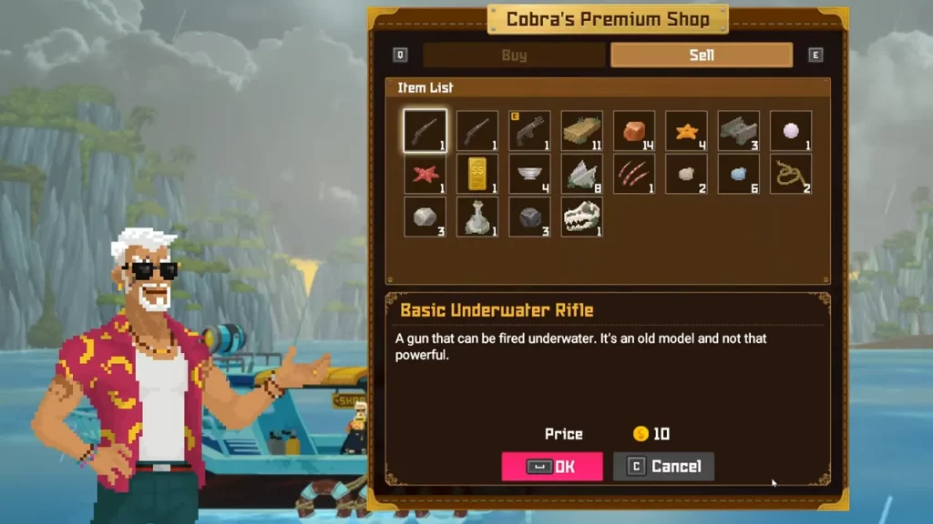 How To Sell Items At The Cobra Shop In Dave The Diver