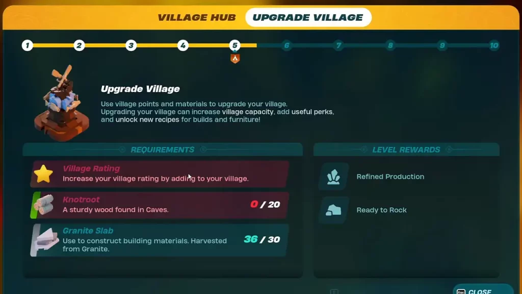 How To Upgrade Village In LEGO Fortnite And Level Requirements
