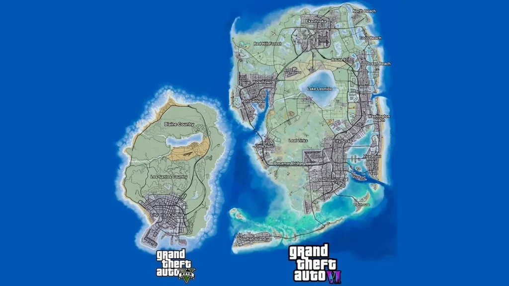 How the GTA 6 Vs GTA 5 Map Size Comparison Looks Like