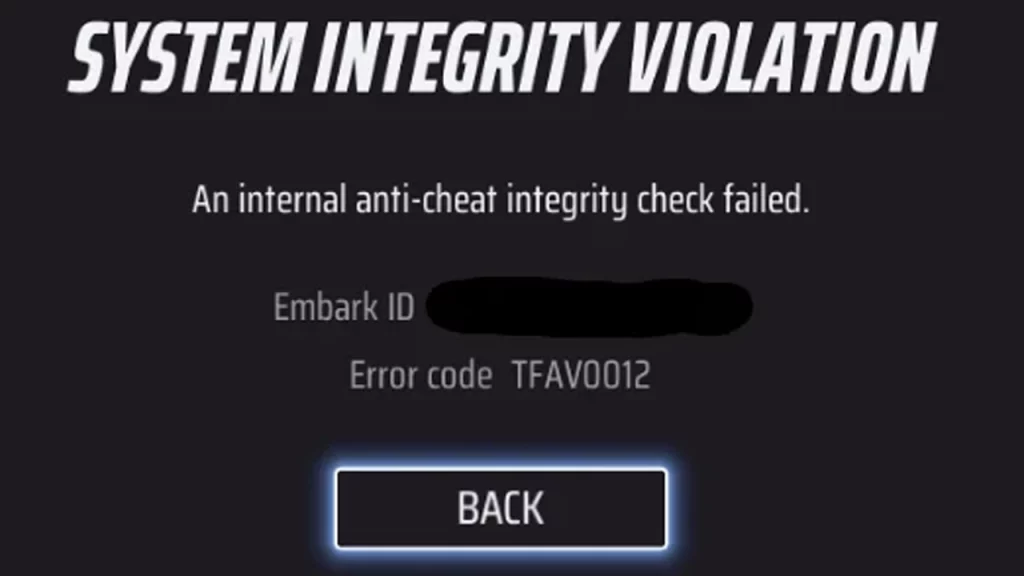 The Finals System Integrity Violation Error TFAV0012 Fix