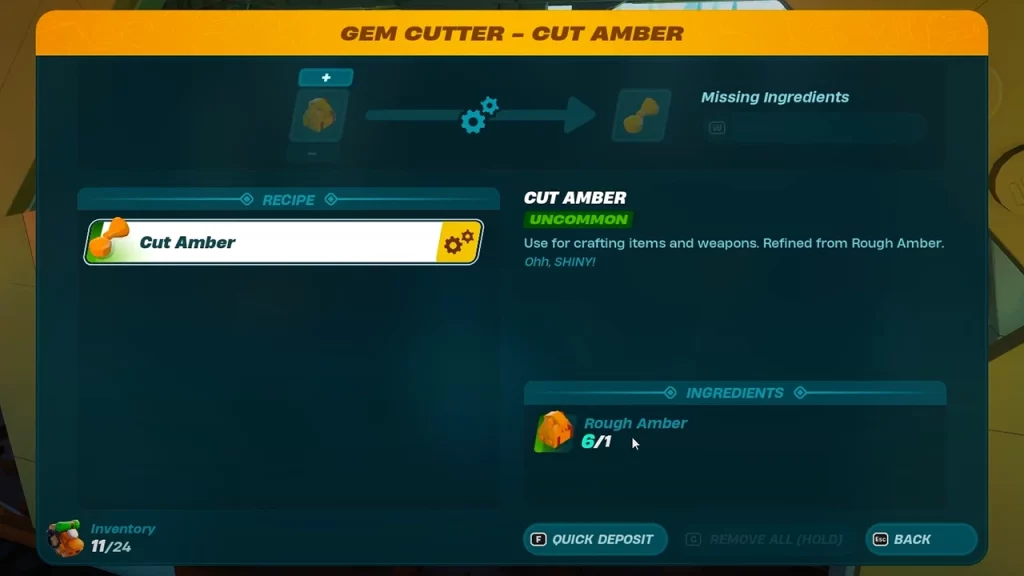 How To Craft Cut Amber In LEGO Fortnite