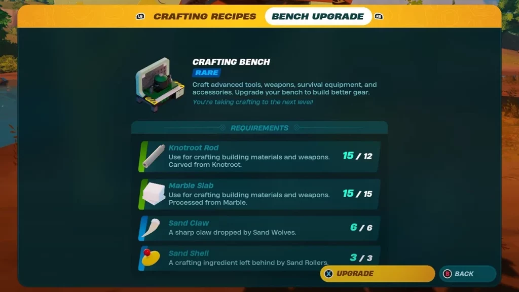 How To Upgrade Crafting Bench In LEGO Fortnite