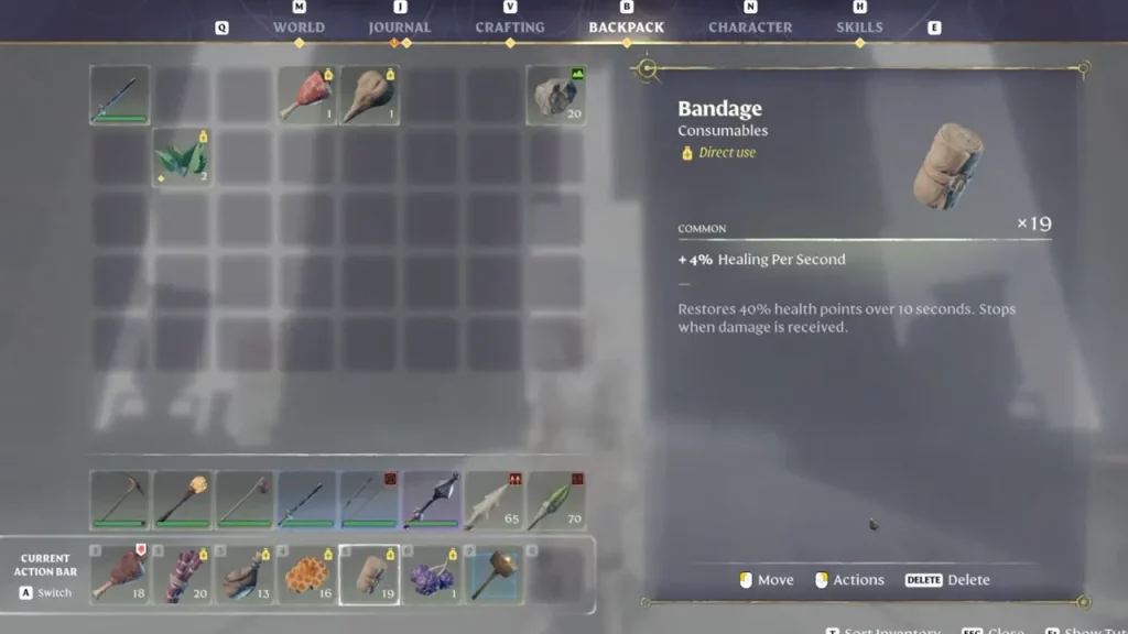 Bandages can Restore Health in Enshrouded