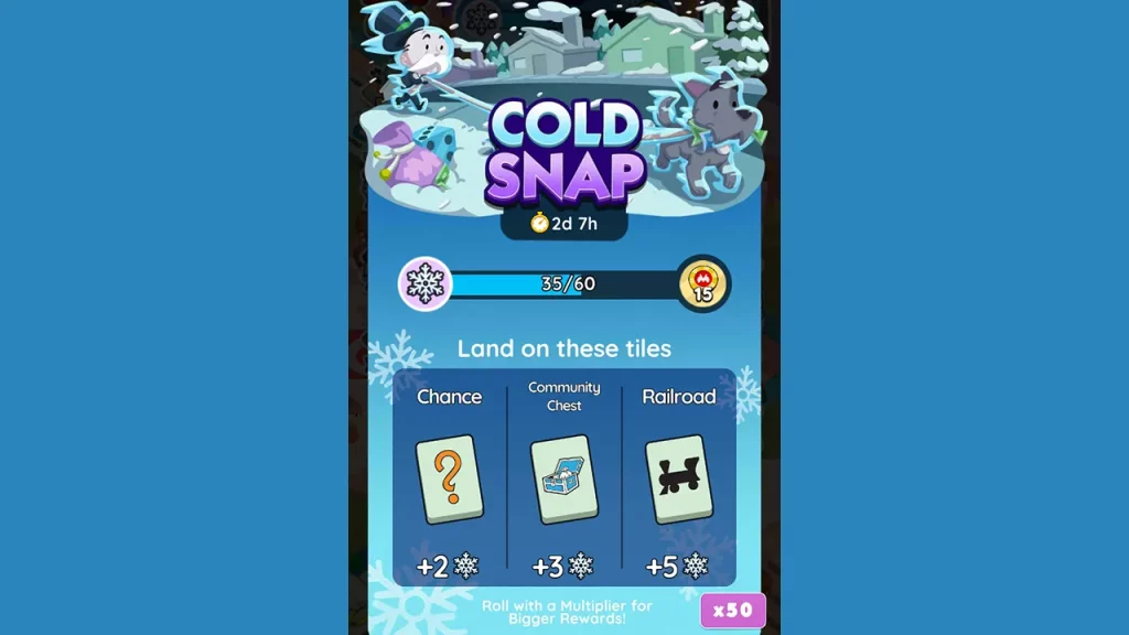 Monopoly Go Cold Snap Event Rewards and Milestones