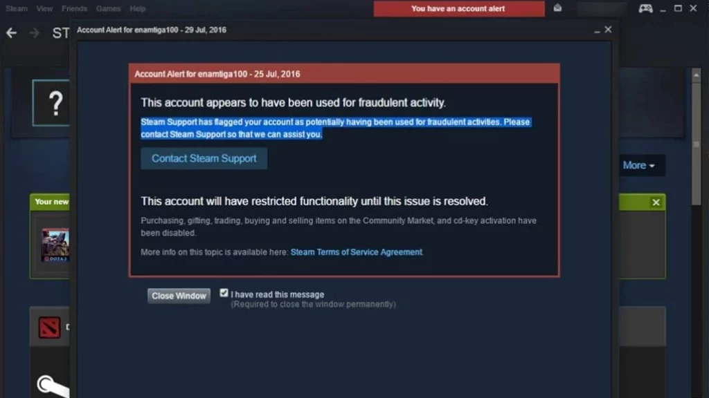 Steam Suspicious Content Account Alert And How To Remove Ban