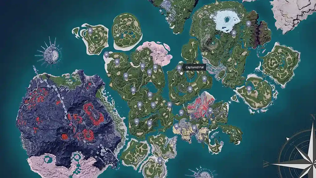 captured pal map locations