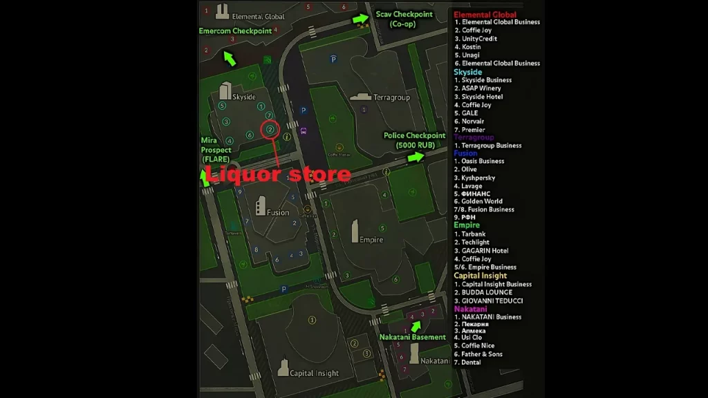 escape from tarkov wine bottle liquor store location on map