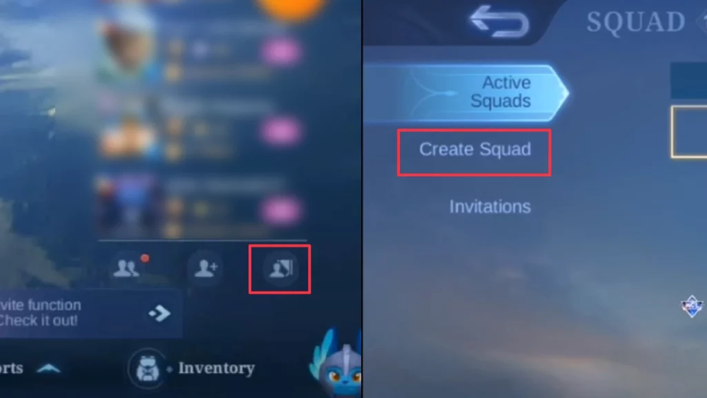 how to create mobile legends squads