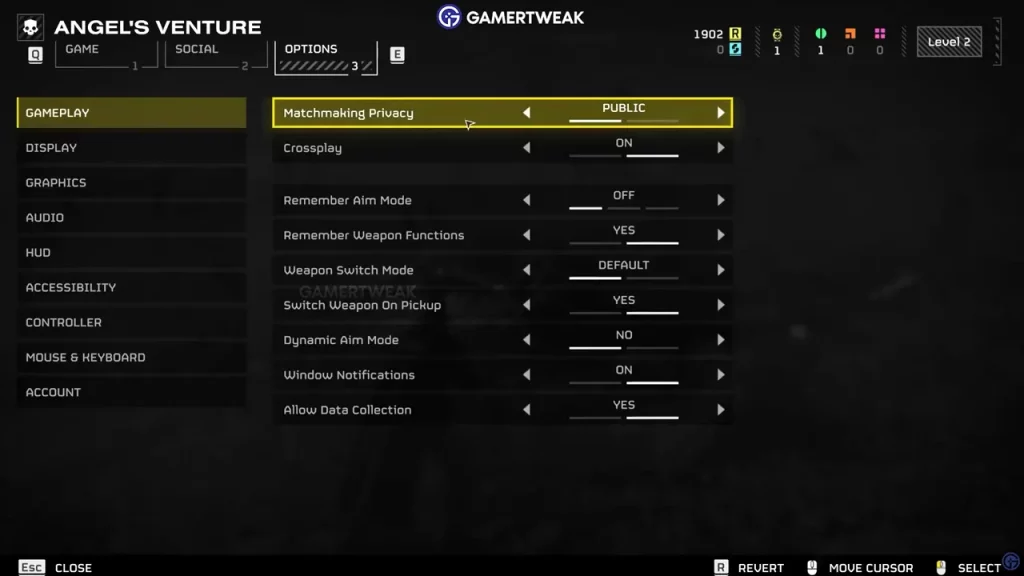 Change the Matchmaking privacy from the 'Options' tab in Helldivers 2  