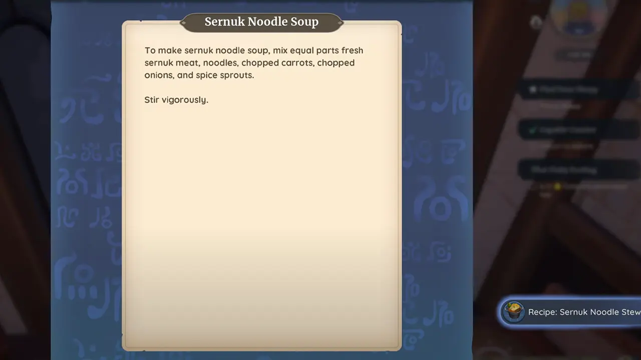 How To Get Recipe Sernuk Noodle Stew In Palia