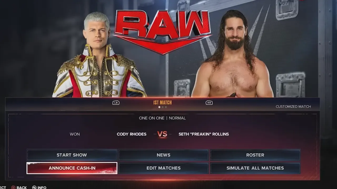 Announcing Cash-In in WWE 2K24 Universe Mode