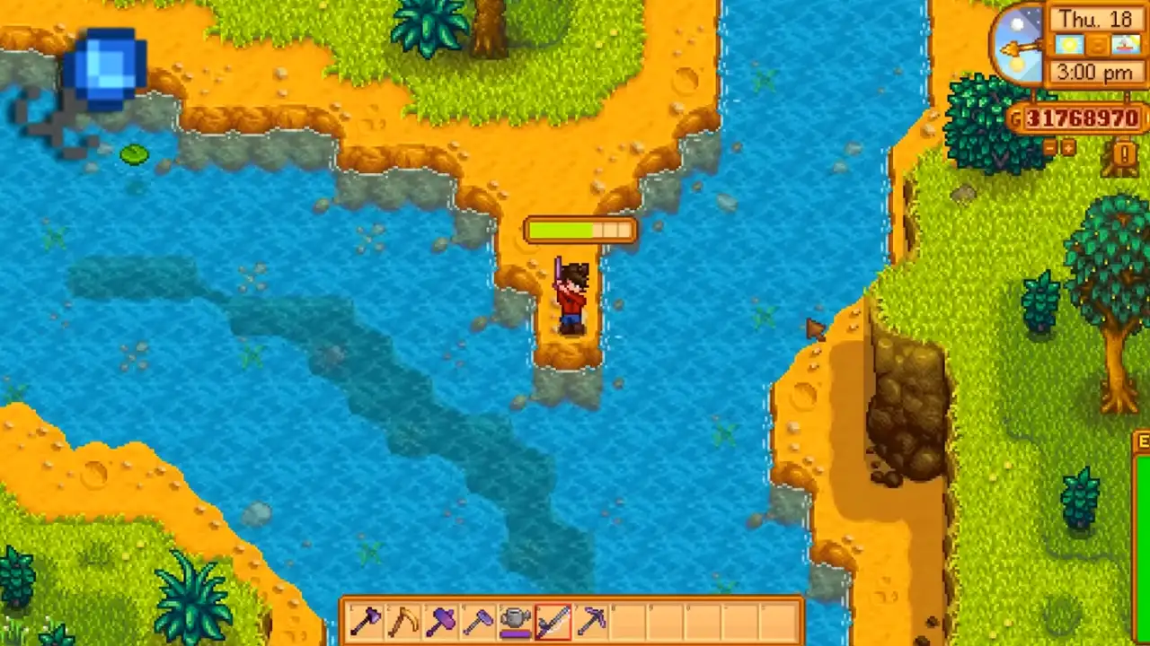 using Bait from Bait Maker to catch fish in Stardew Valley 
