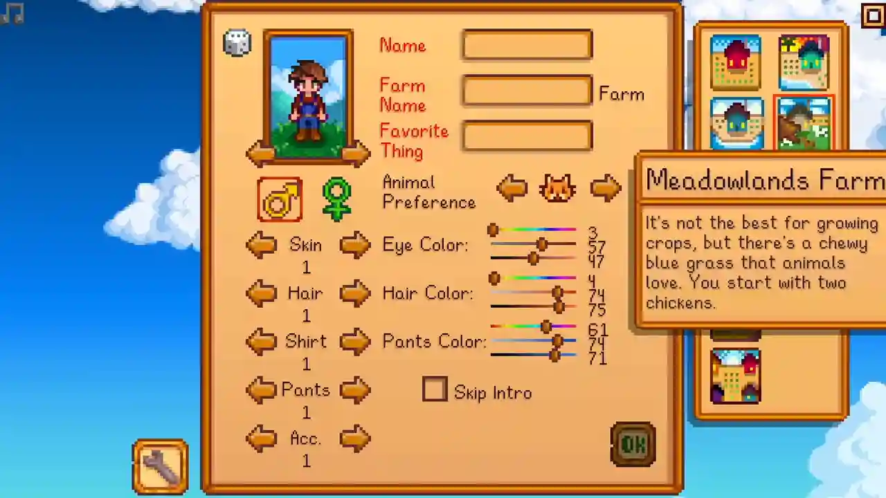 Start with Meadowlands to get Blue Grass in Stardew Valley