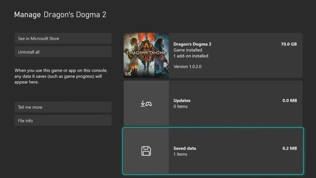 deleting save file to restart Dragon's Dogma 2 on Xbox