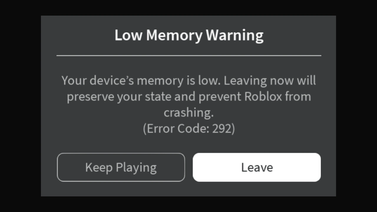 Roblox Low Memory Warning On iPhone And iPad How To Fix Error Code 292