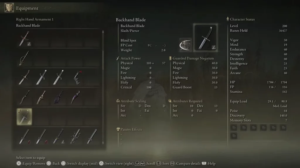 Backhand Blade In Elden Ring