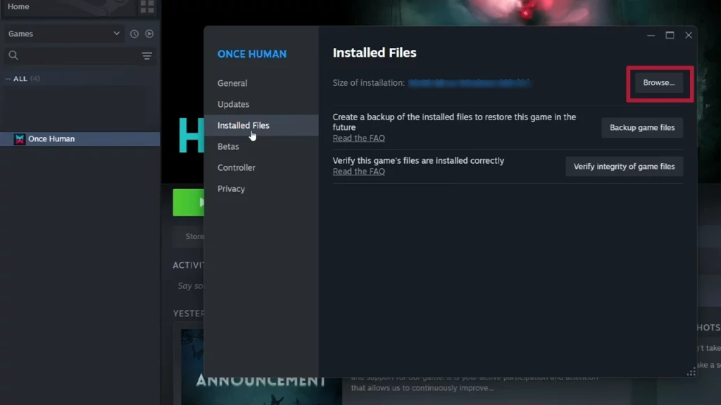 browse once human files steam