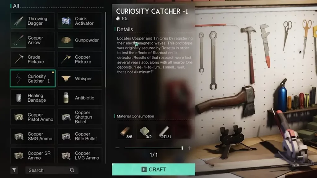 curiosity catcher for revealing ores