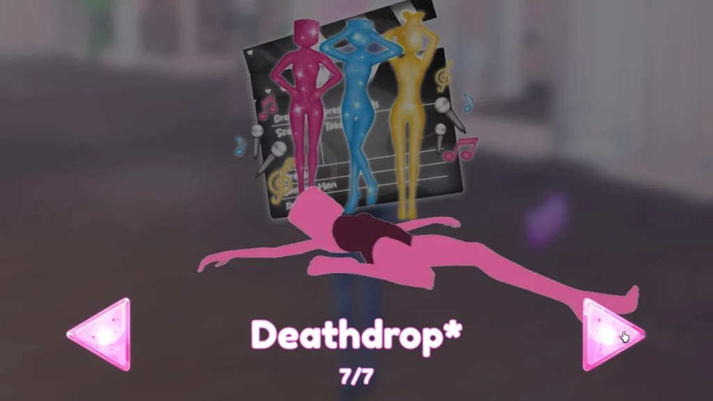 getting death drop pose in dress to impress