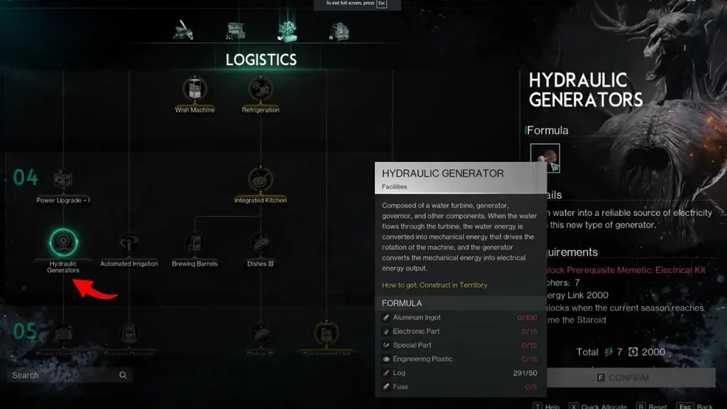 how to unlock blueprint of hydraulic generators memetic