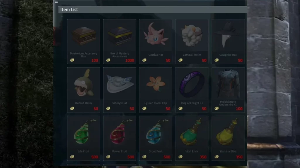 items sold by medal merchant in palworld