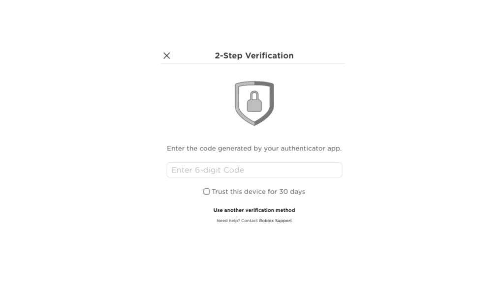 two step verification roblox