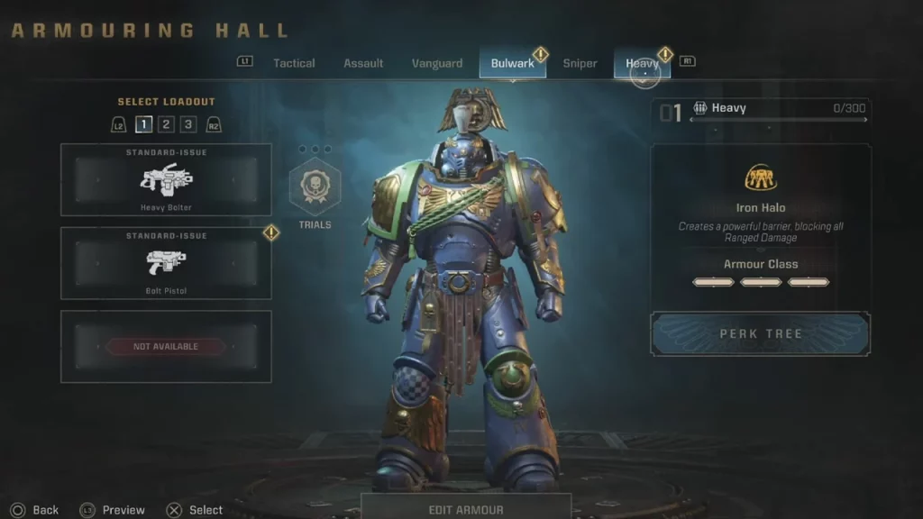 armouring hall to change class loadout and armor space marine 2