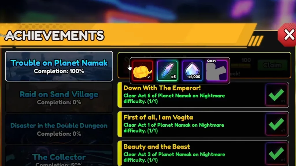 complete achievements to unlock mounts anime vanguards