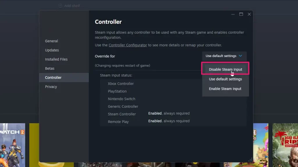 disable steam input on steam