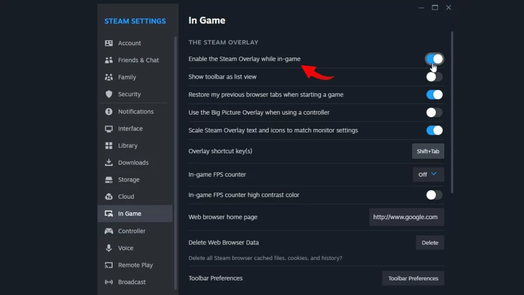 disable steam overlay