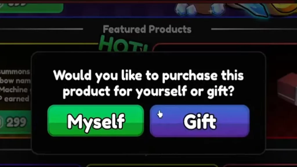 gift or purchase for yourself screen