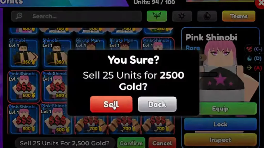 selling units for gold