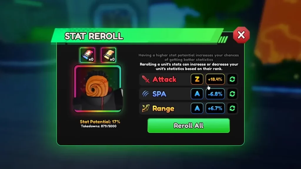 stat reroll