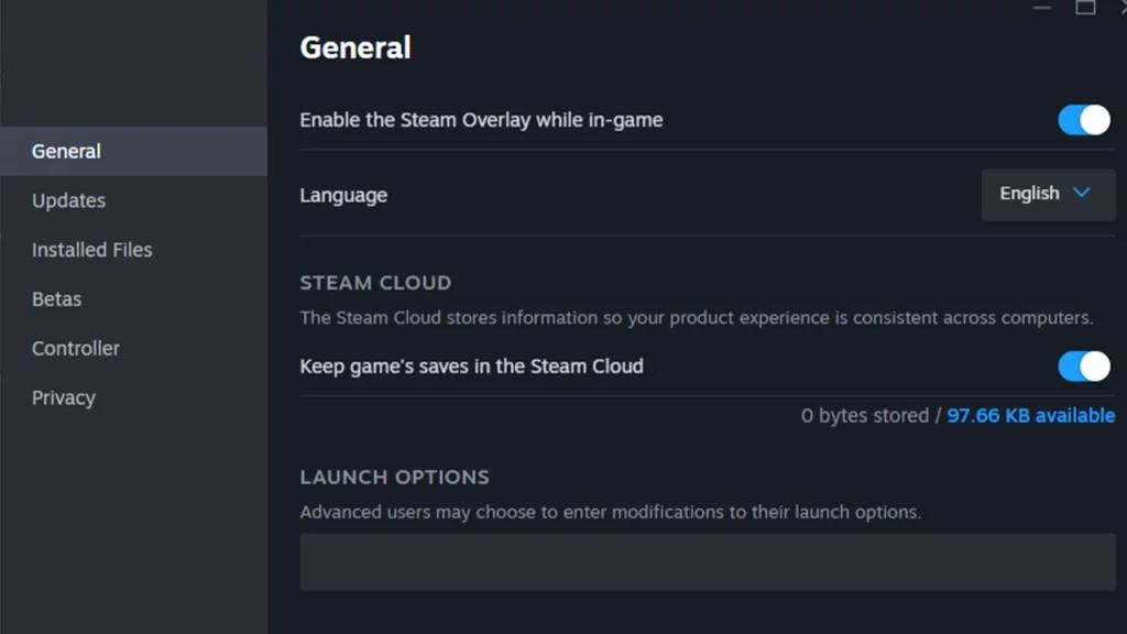 toggle off steam overlay and cloud saves