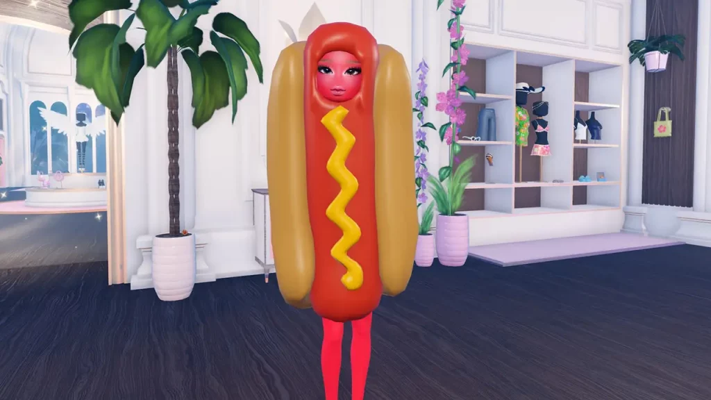 find hotdog location in dress to impress