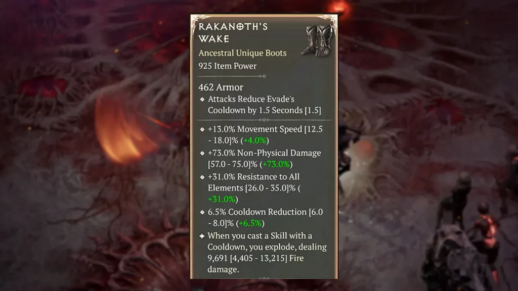 rakanoths wake unique boots diablo 4 location