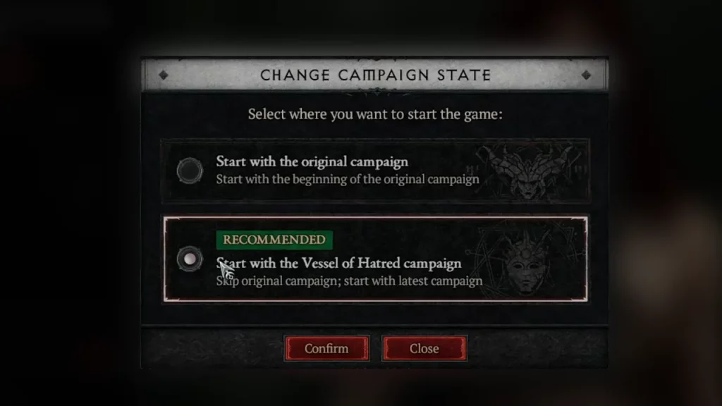 start with vessel of hatred campaign diablo 4